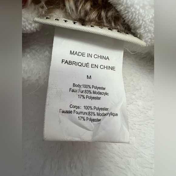 Pottery Barn | Women’s SZ M | Ivory Brown Faux Fur Trim Hooded Robe Monogram KS - Picture 12 of 13